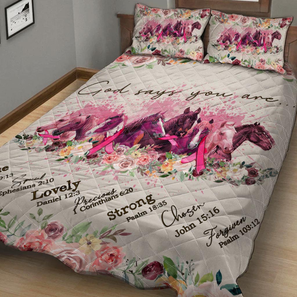 God Says You Are Breast Cancer Awareness Quilt Set 0622