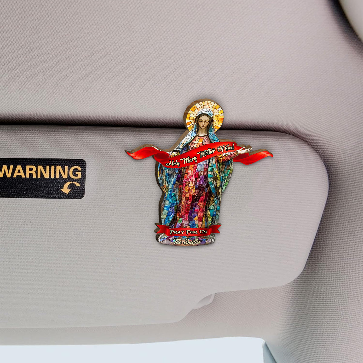 Pray For Us - Personalized Christian Shaped Car Visor Clip