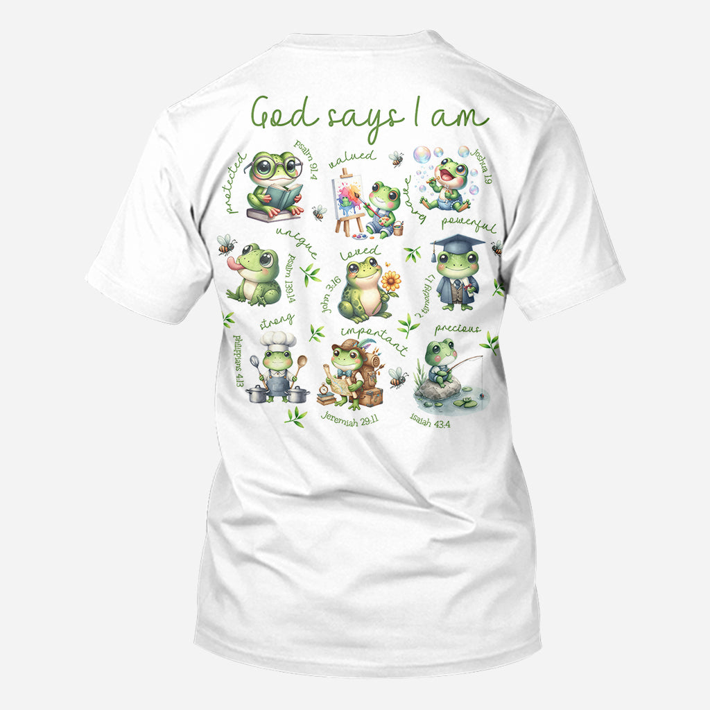 God Says I Am - Personalized Frog All Over Shirt