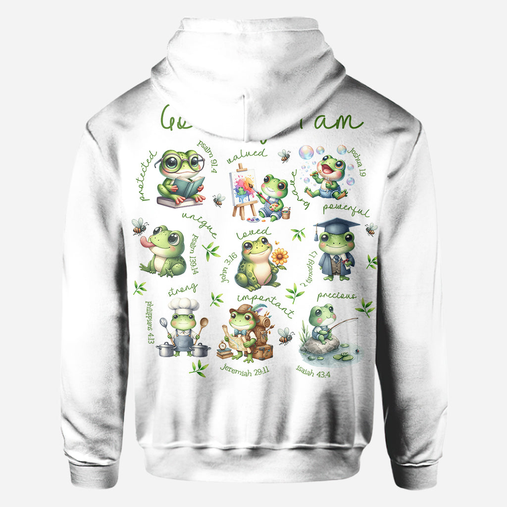 God Says I Am - Personalized Frog All Over Shirt