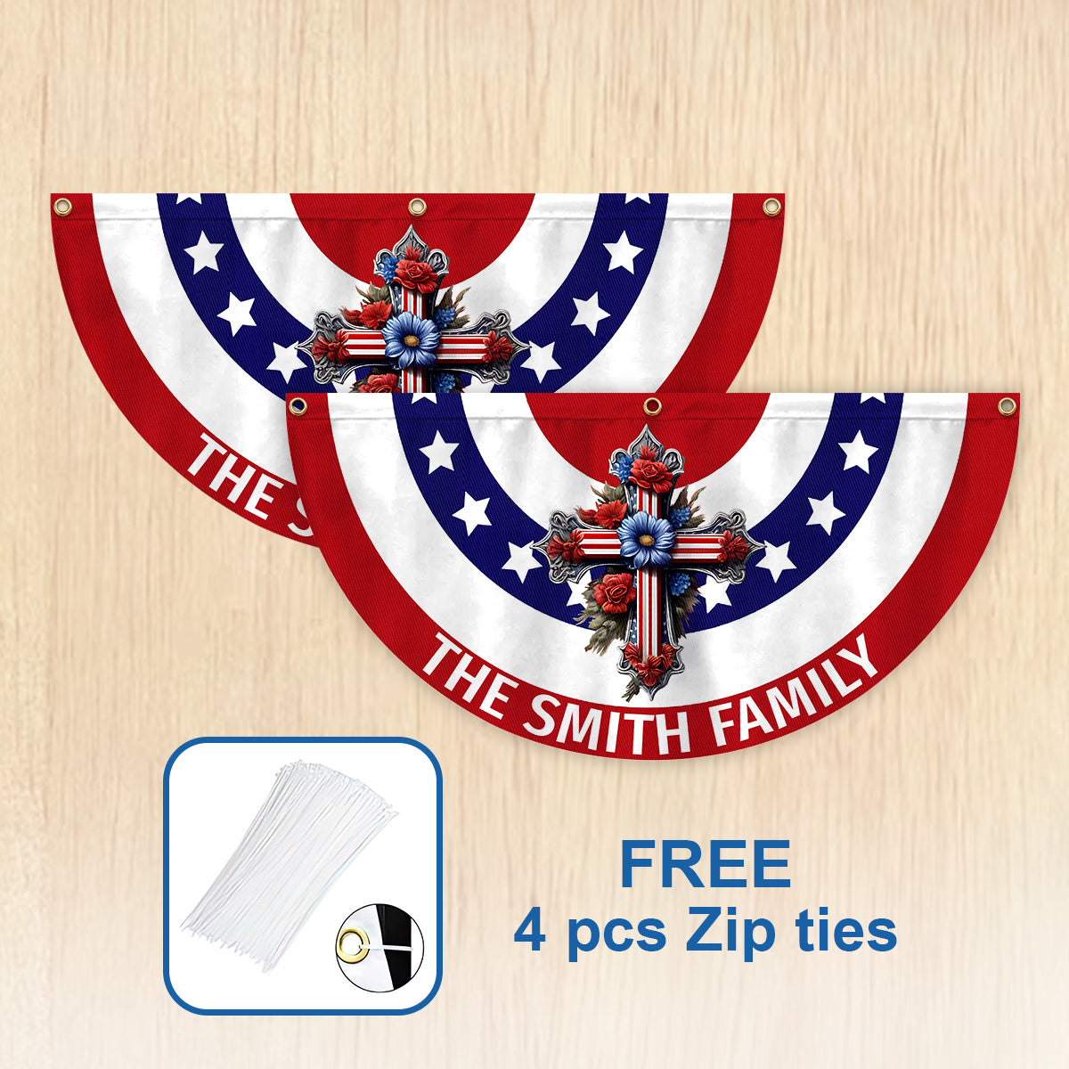 Holy Family - Personalized Christian Pleated Fan Flag