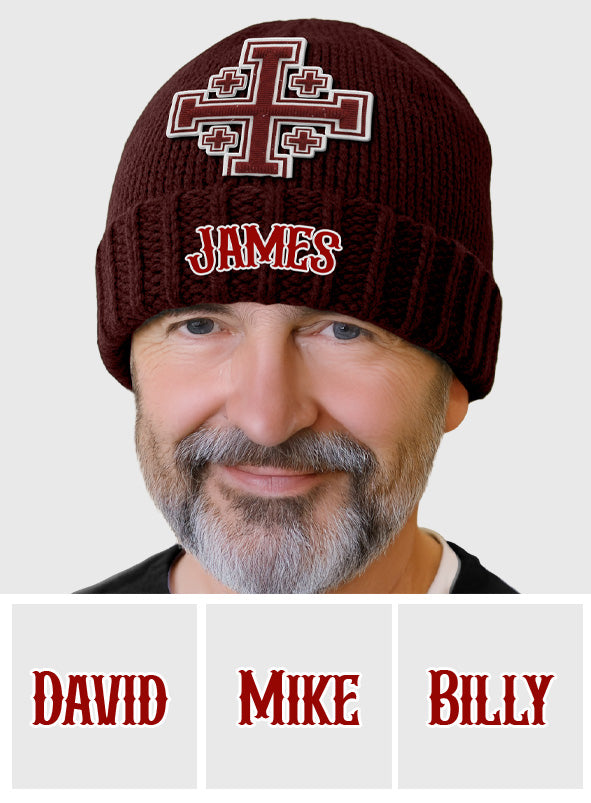 Jerusalem Cross medieval Knights Cross Crusader - Personalized Christian Beanie Hat