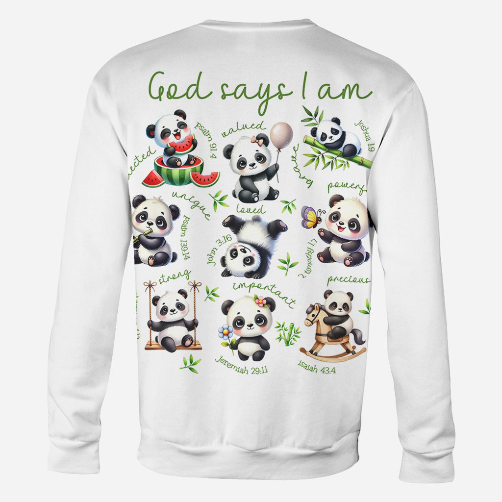 God Says I Am - Personalized Panda Lover All Over Shirt