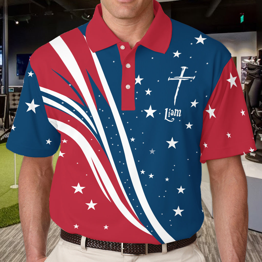 Outdoor Independence Day American Flag - Personalized Christian Polo Shirt