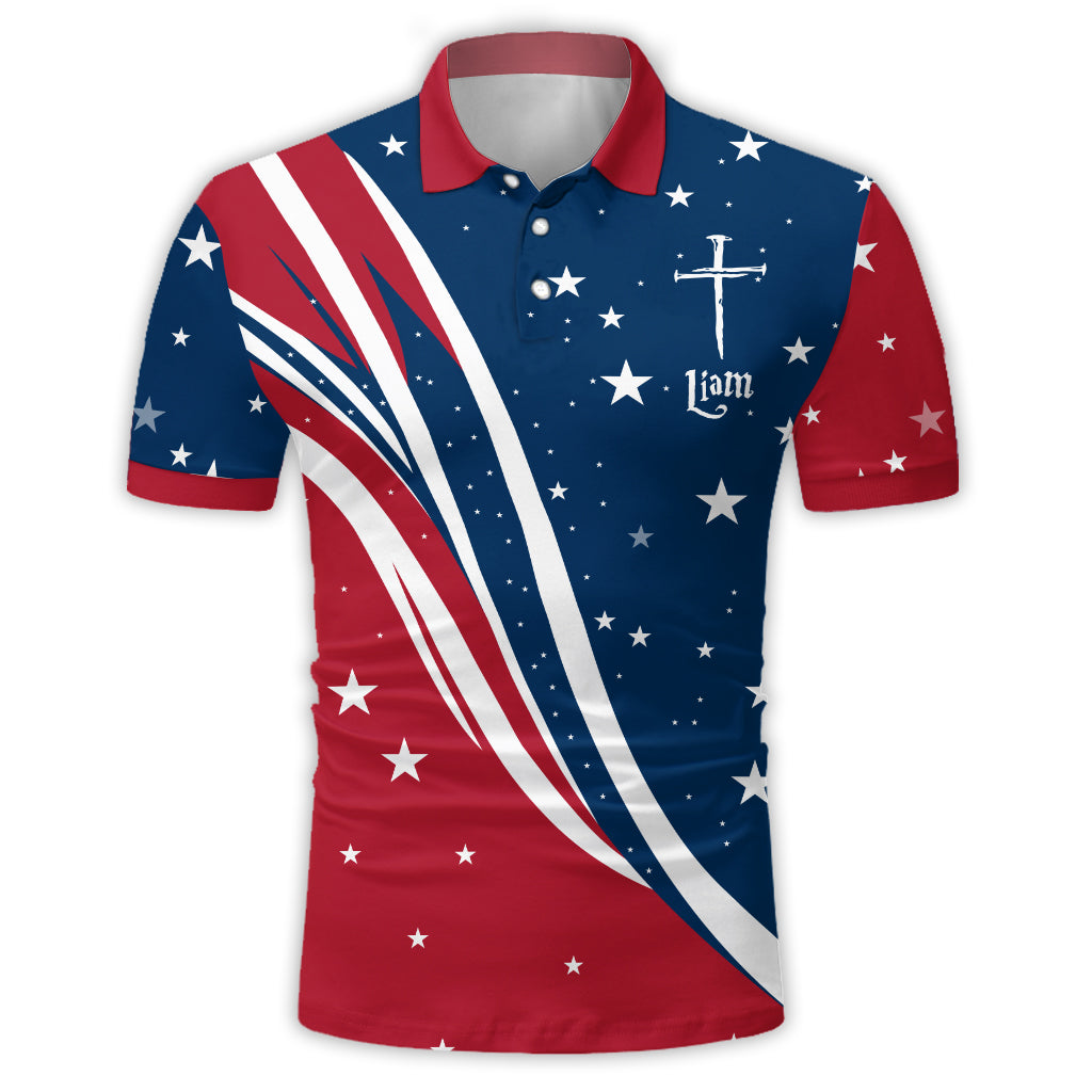 Outdoor Independence Day American Flag - Personalized Christian Polo Shirt