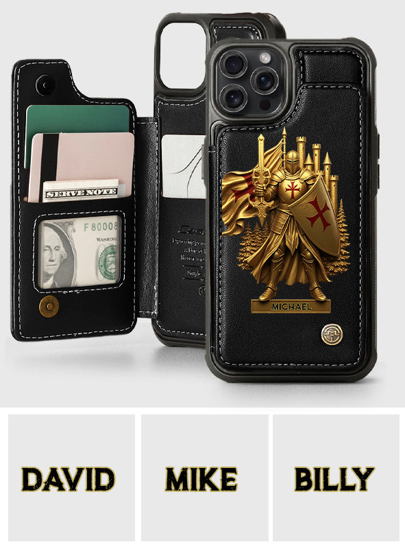 Christmas Gift Golden Templar Knight - Personalized Christian Wallet Phone Case