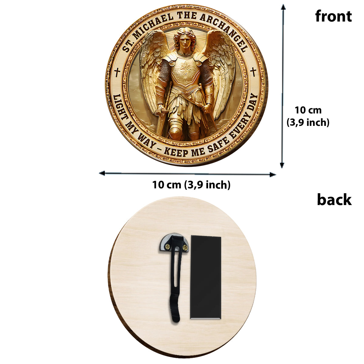 Archangel Michael Heaven’s Guardian - Christian Shaped Car Visor Clip