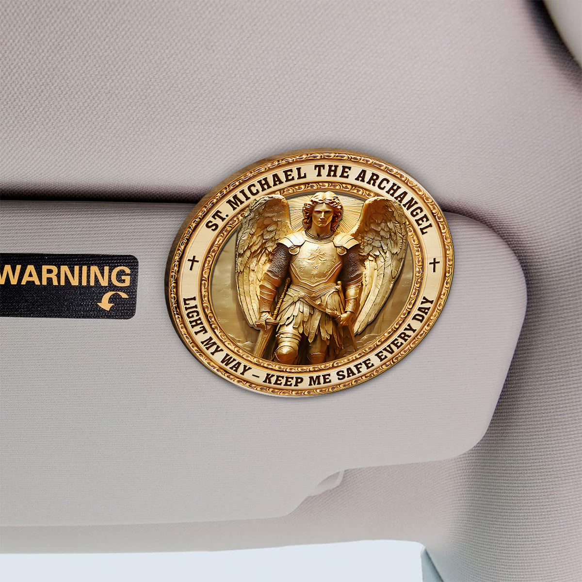 Archangel Michael Heaven’s Guardian - Christian Shaped Car Visor Clip