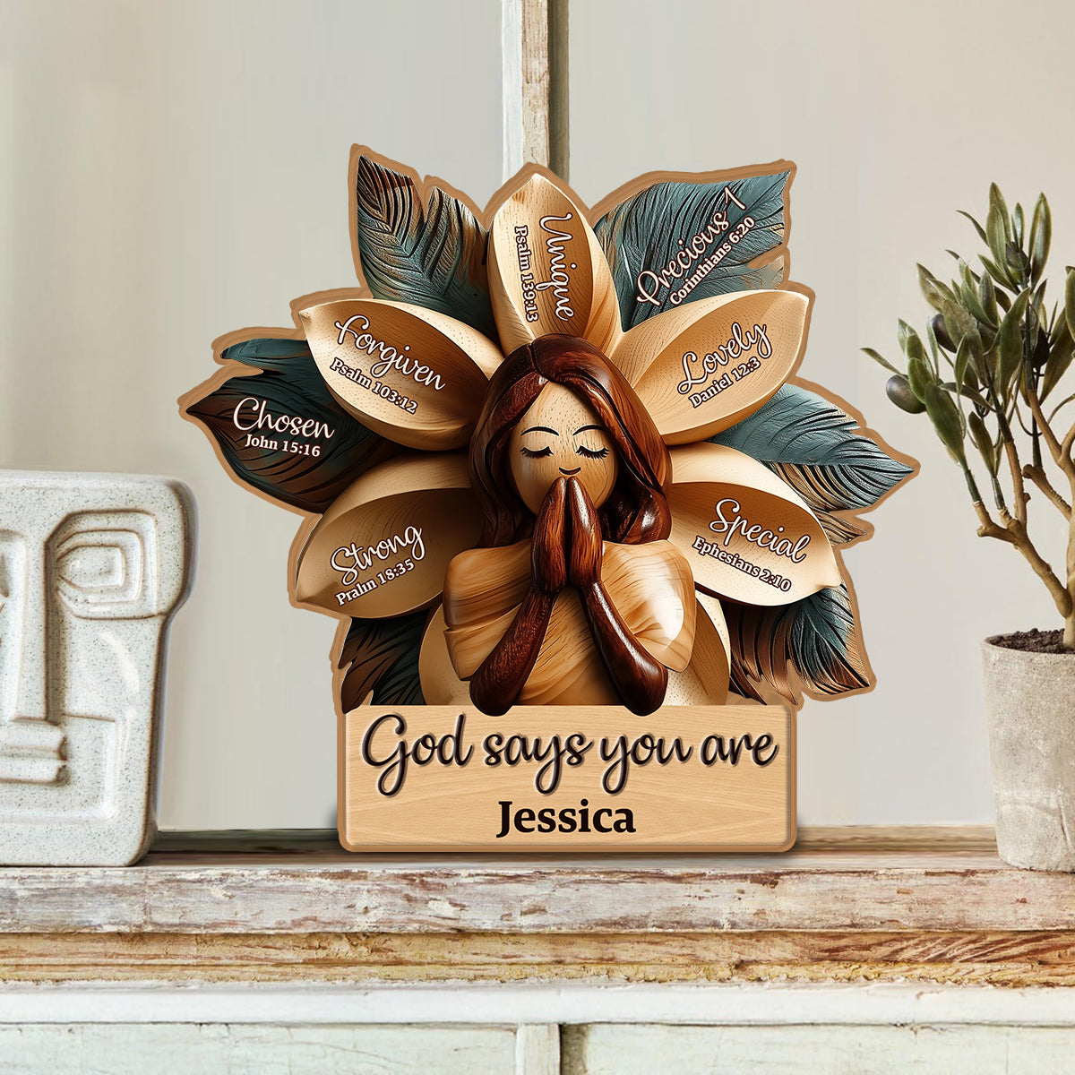 God Says You Are - Personalized Christian Custom Shaped Wood Plaque