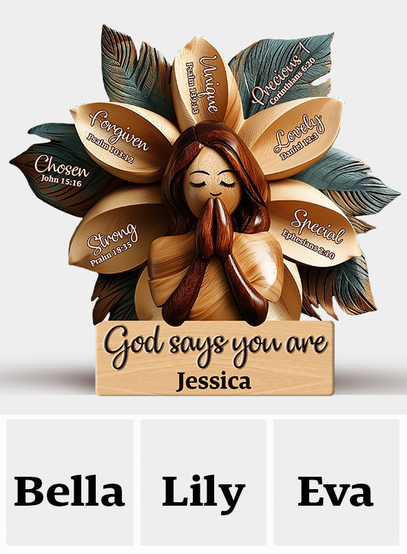 God Says You Are - Personalized Christian Custom Shaped Wood Plaque