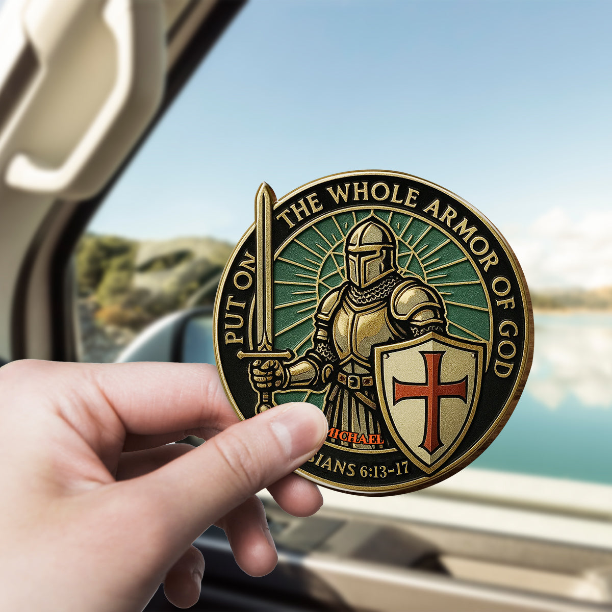 Armor of God - Car Decor - Personalized Christian Shaped Car Visor Clip