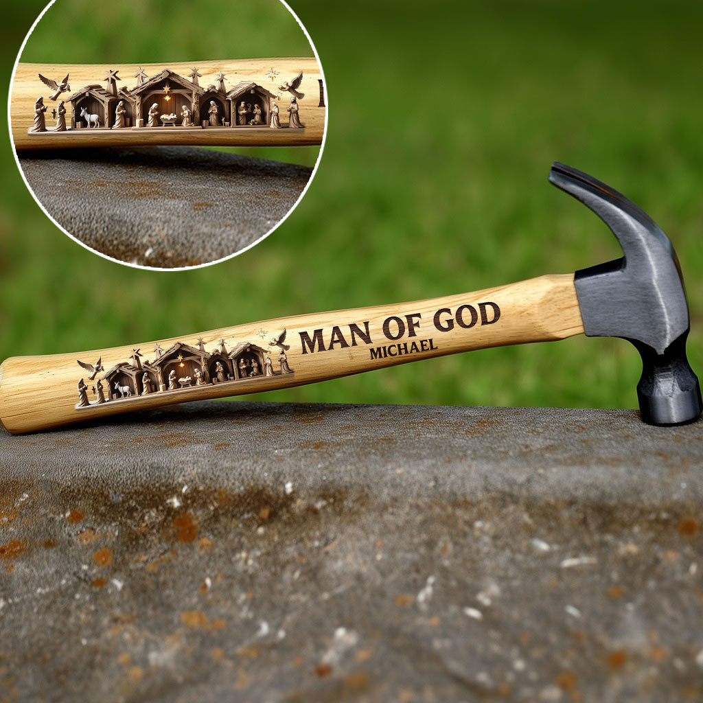 Man Of God Nativity Scene - Personalized Christian Wooden Hammer