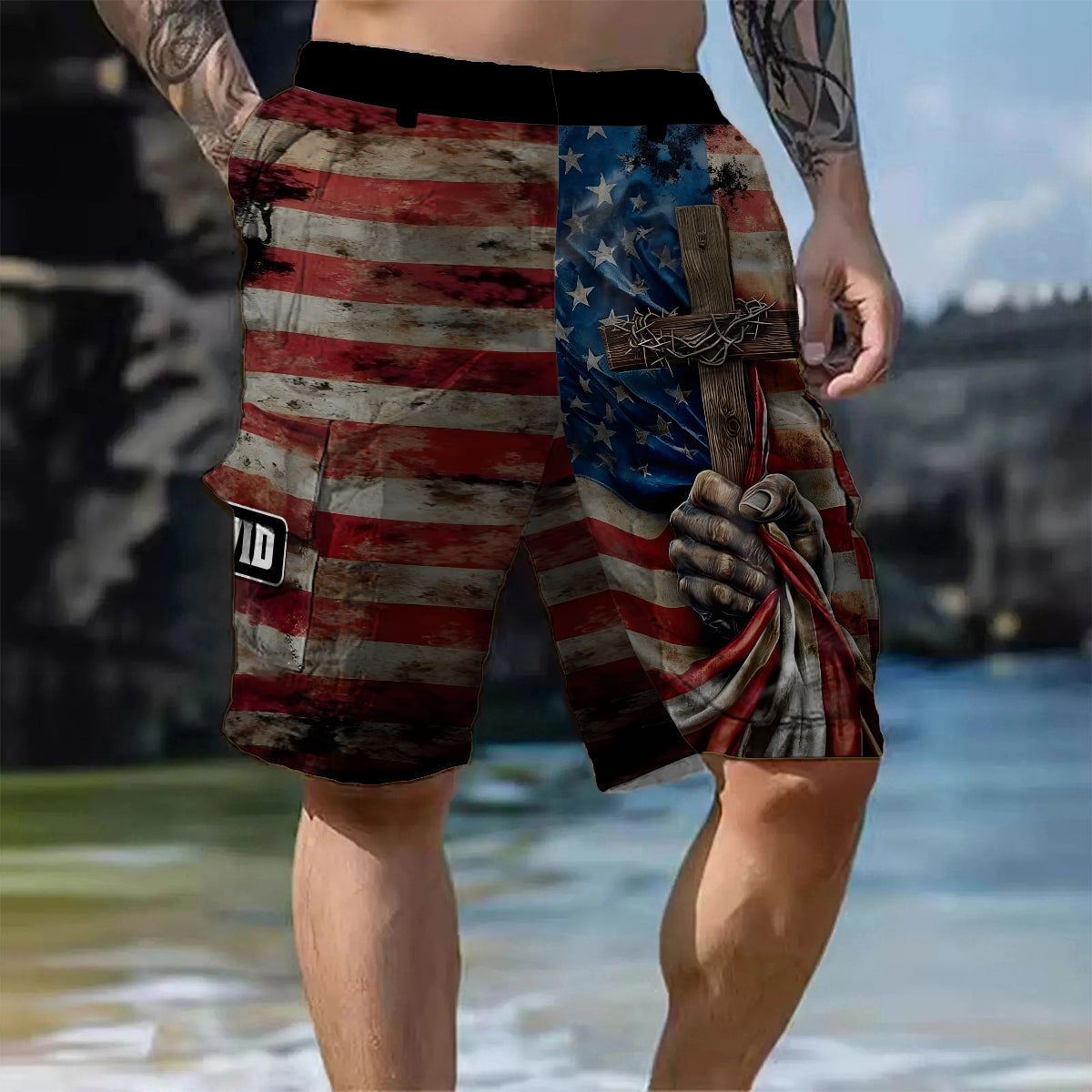 One Nation Under God - Personalized Christian Cargo Shorts With Belt