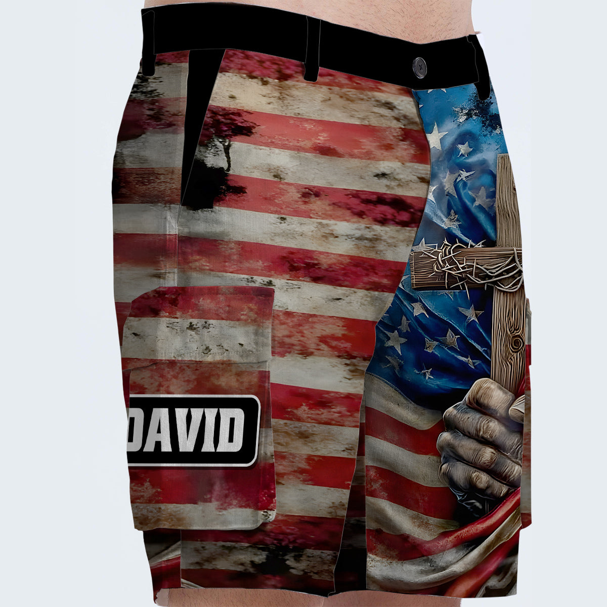 One Nation Under God - Personalized Christian Cargo Shorts With Belt