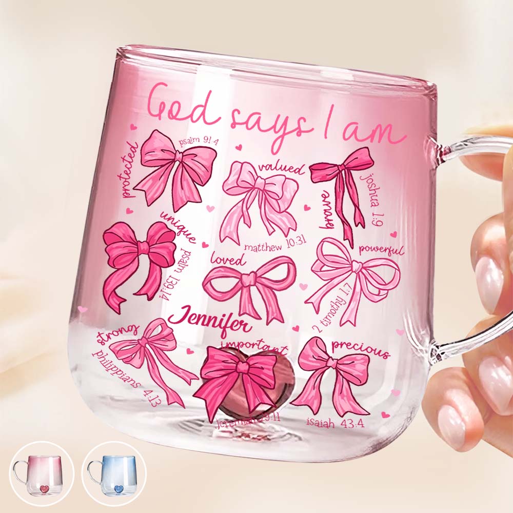God Says I Am - Personalized Christian Gradient Glass Mug