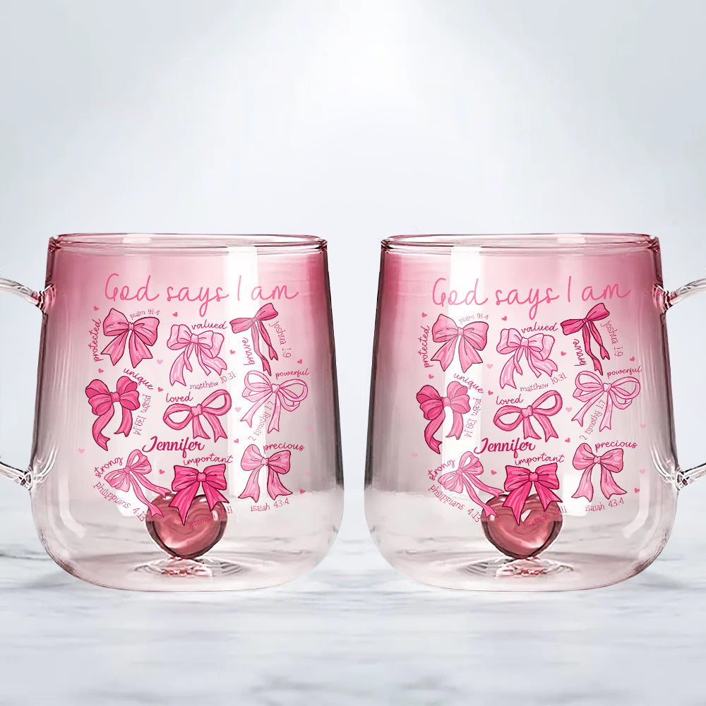 God Says I Am - Personalized Christian Gradient Glass Mug
