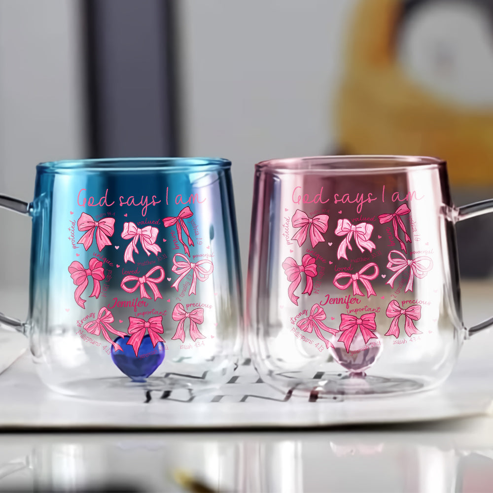 God Says I Am - Personalized Christian Gradient Glass Mug