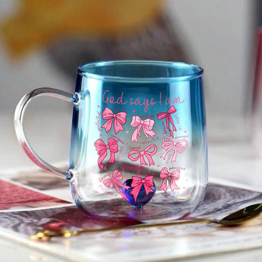 God Says I Am - Personalized Christian Gradient Glass Mug