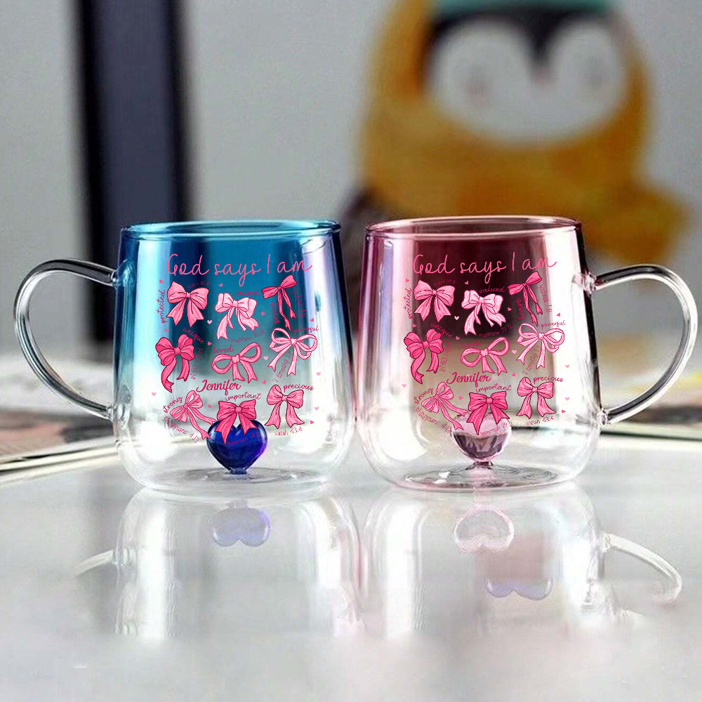 God Says I Am - Personalized Christian Gradient Glass Mug