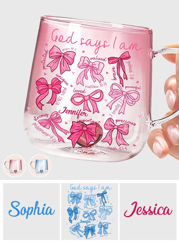 God Says I Am - Personalized Christian Gradient Glass Mug