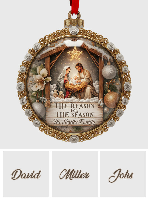 The Reason for the Season" Christmas Ornament - Detailed Nativity Scene Art - Heirloom Christian Decor for Believers - Personalized Christian Ornament