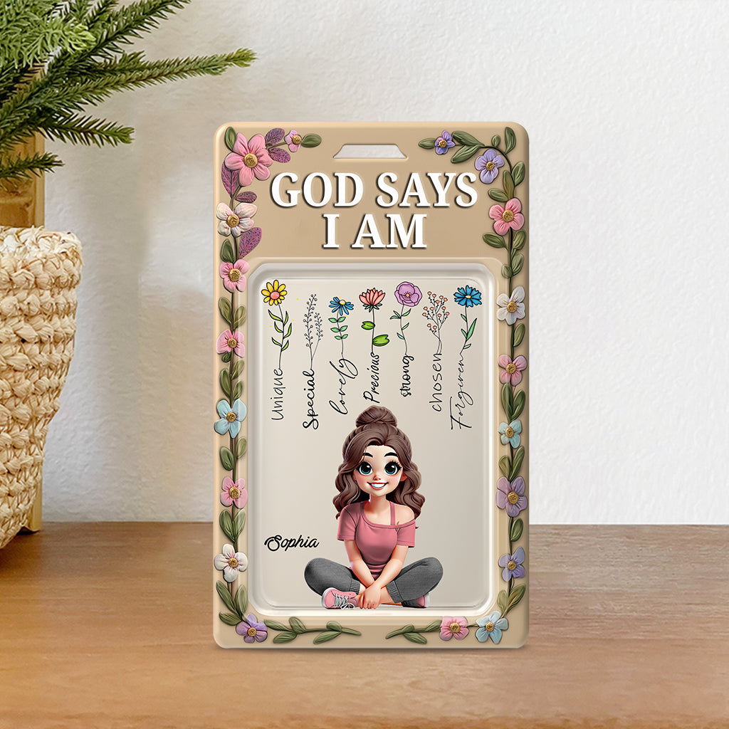 God Say I Am - Personalized Christian Custom Shaped Acrylic Plaque