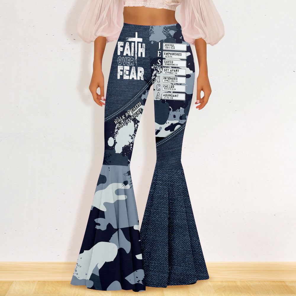 Faith Over Fear - Personalized Christian Flare Leggings