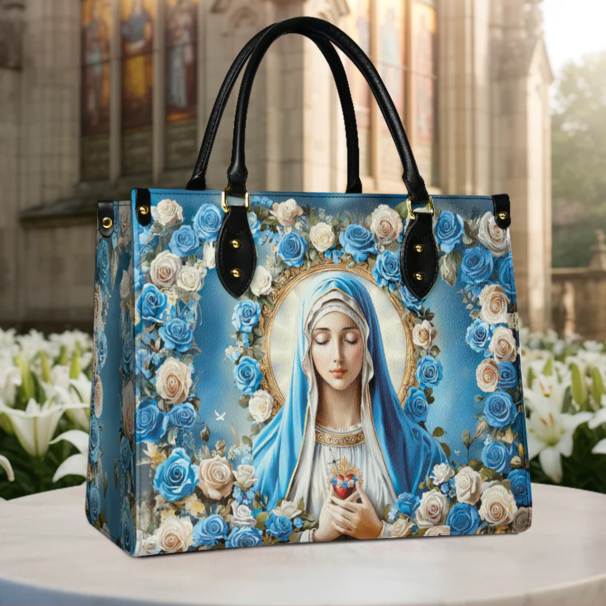 Our Lady Of Grace - Personalized Christian Leather Handbag