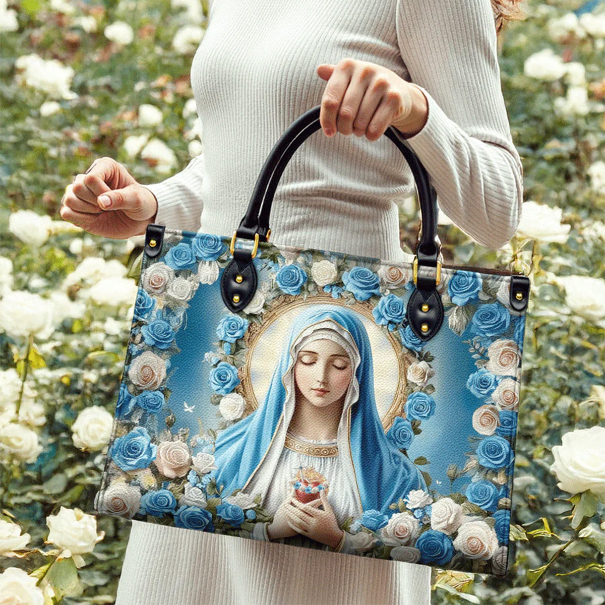 Our Lady Of Grace - Personalized Christian Leather Handbag