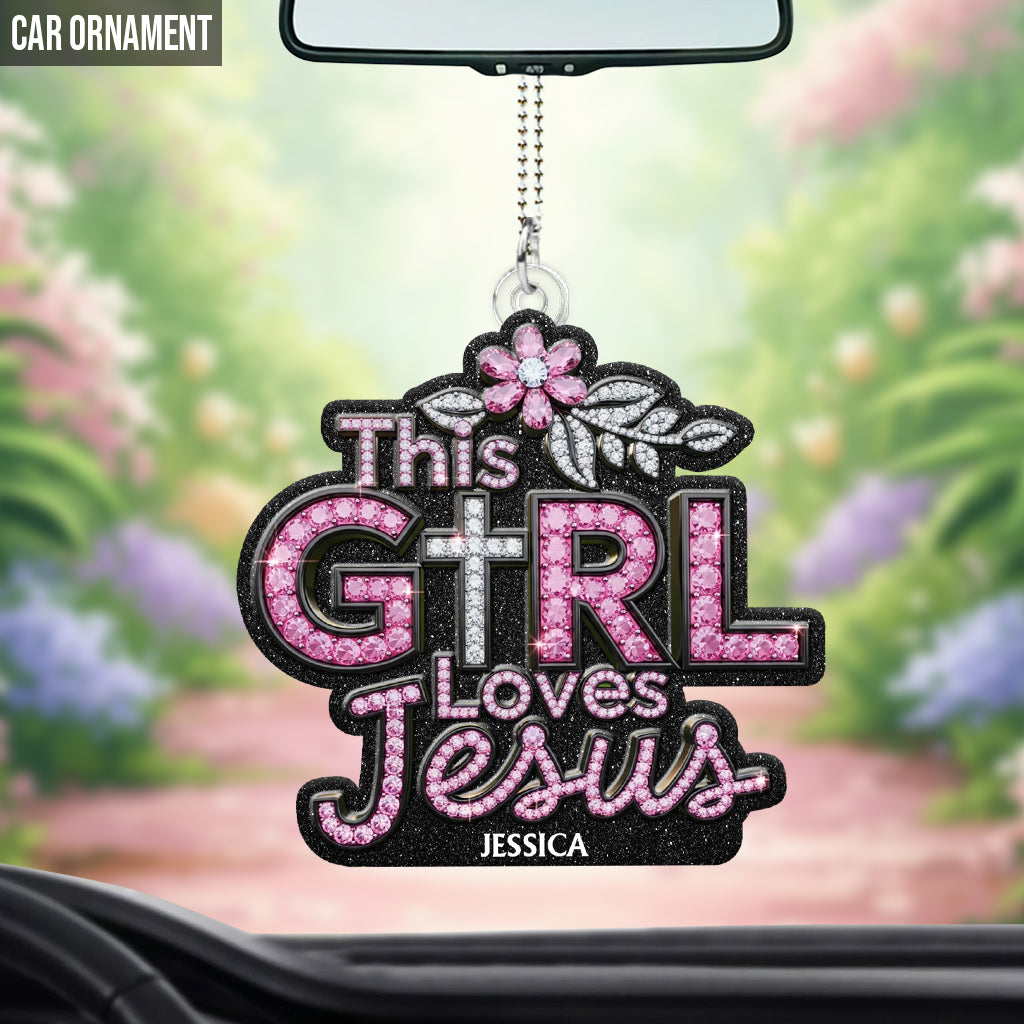 This Girl Loves Jesus - Personalized Christian Custom Shaped Car Ornament