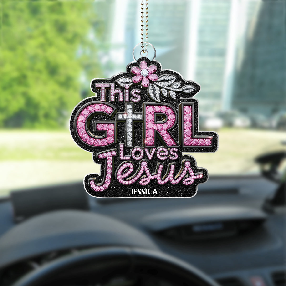 This Girl Loves Jesus - Personalized Christian Custom Shaped Car Ornament