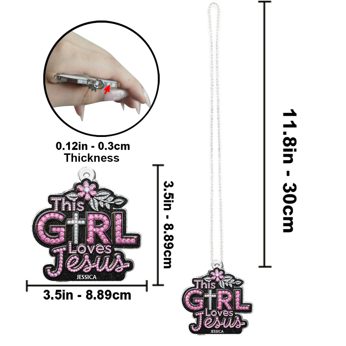 This Girl Loves Jesus - Personalized Christian Custom Shaped Car Ornament