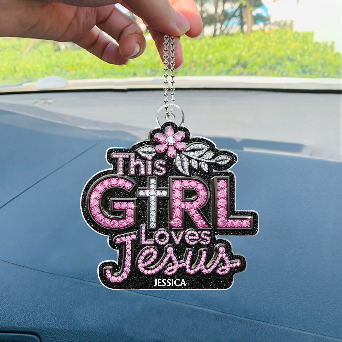 This Girl Loves Jesus - Personalized Christian Custom Shaped Car Ornament