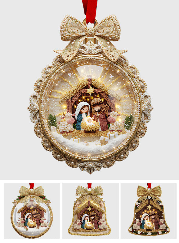 Festive Christmas Latch Hook Yarn Nativity Ornament - Personalized Christian Ornament