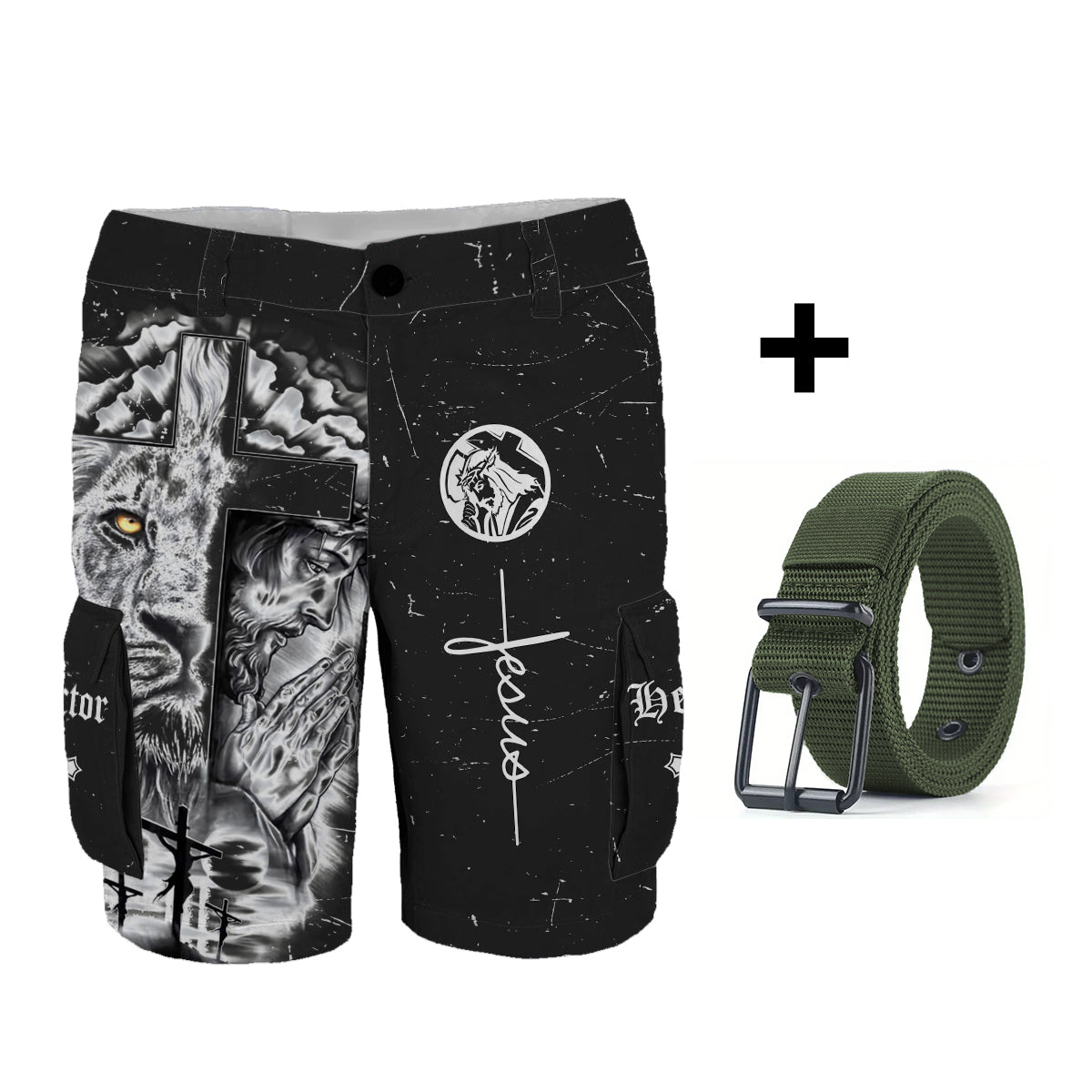 Love Jesus - Personalized Christian Cargo Shorts With Belt