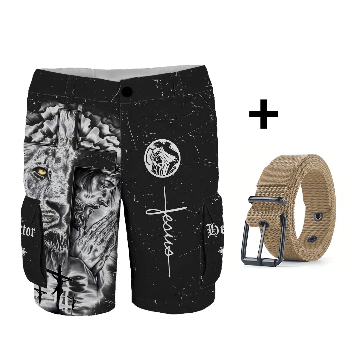 Love Jesus - Personalized Christian Cargo Shorts With Belt