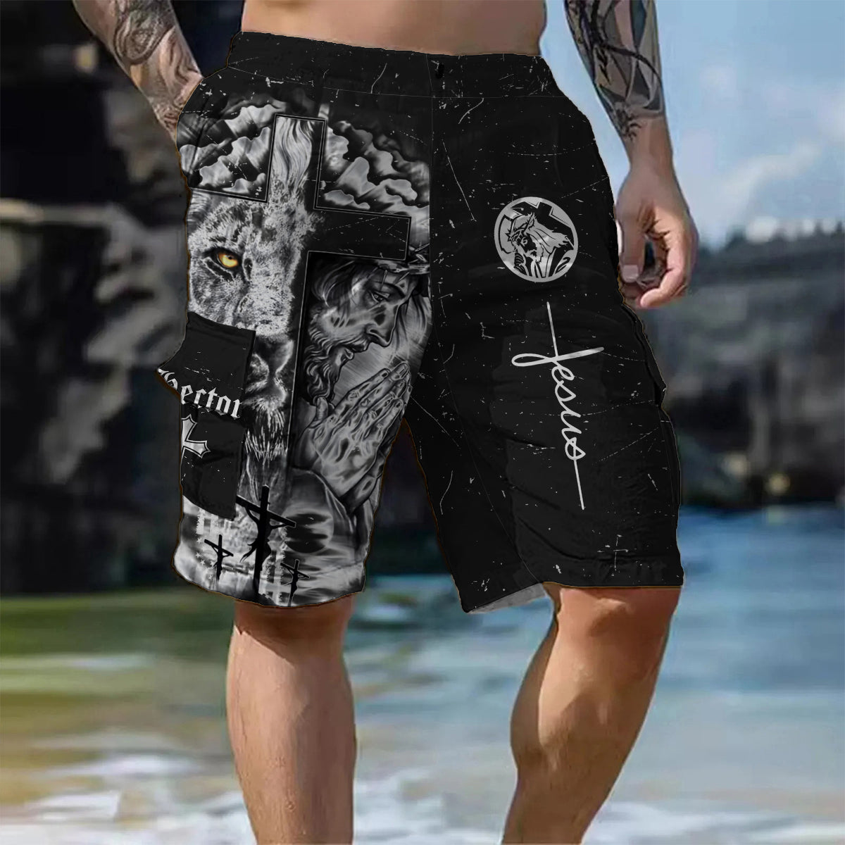 Love Jesus - Personalized Christian Cargo Shorts With Belt