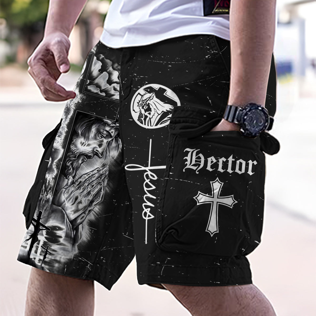 Love Jesus - Personalized Christian Cargo Shorts With Belt