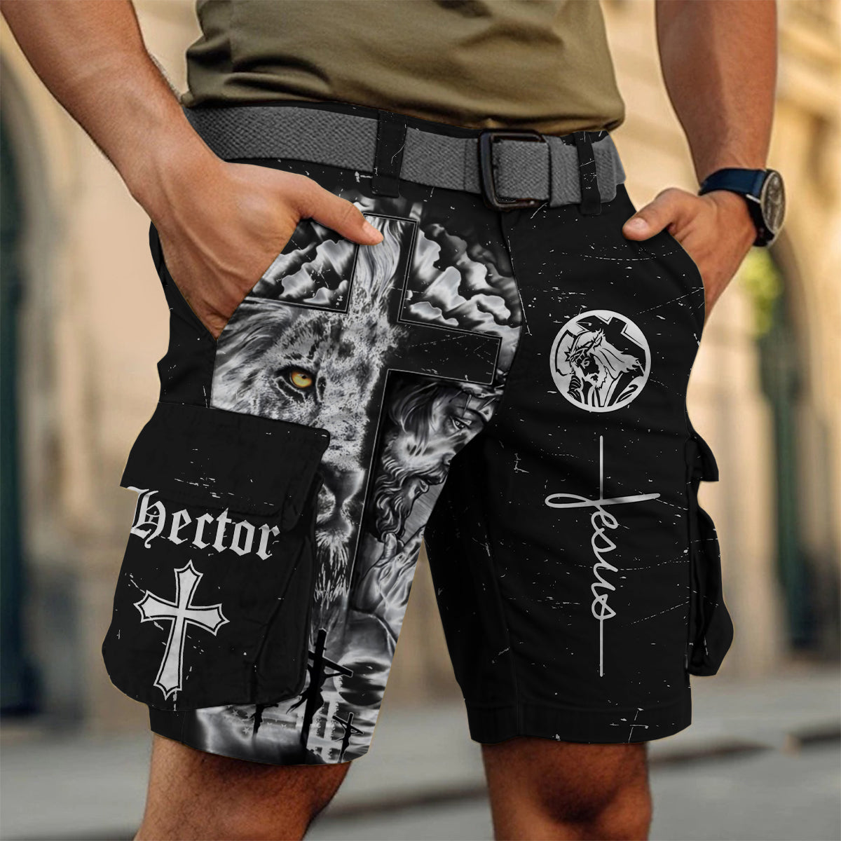 Love Jesus - Personalized Christian Cargo Shorts With Belt