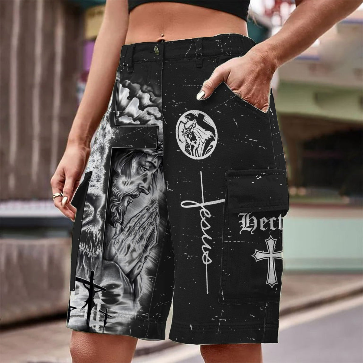 Love Jesus - Personalized Christian Cargo Shorts With Belt