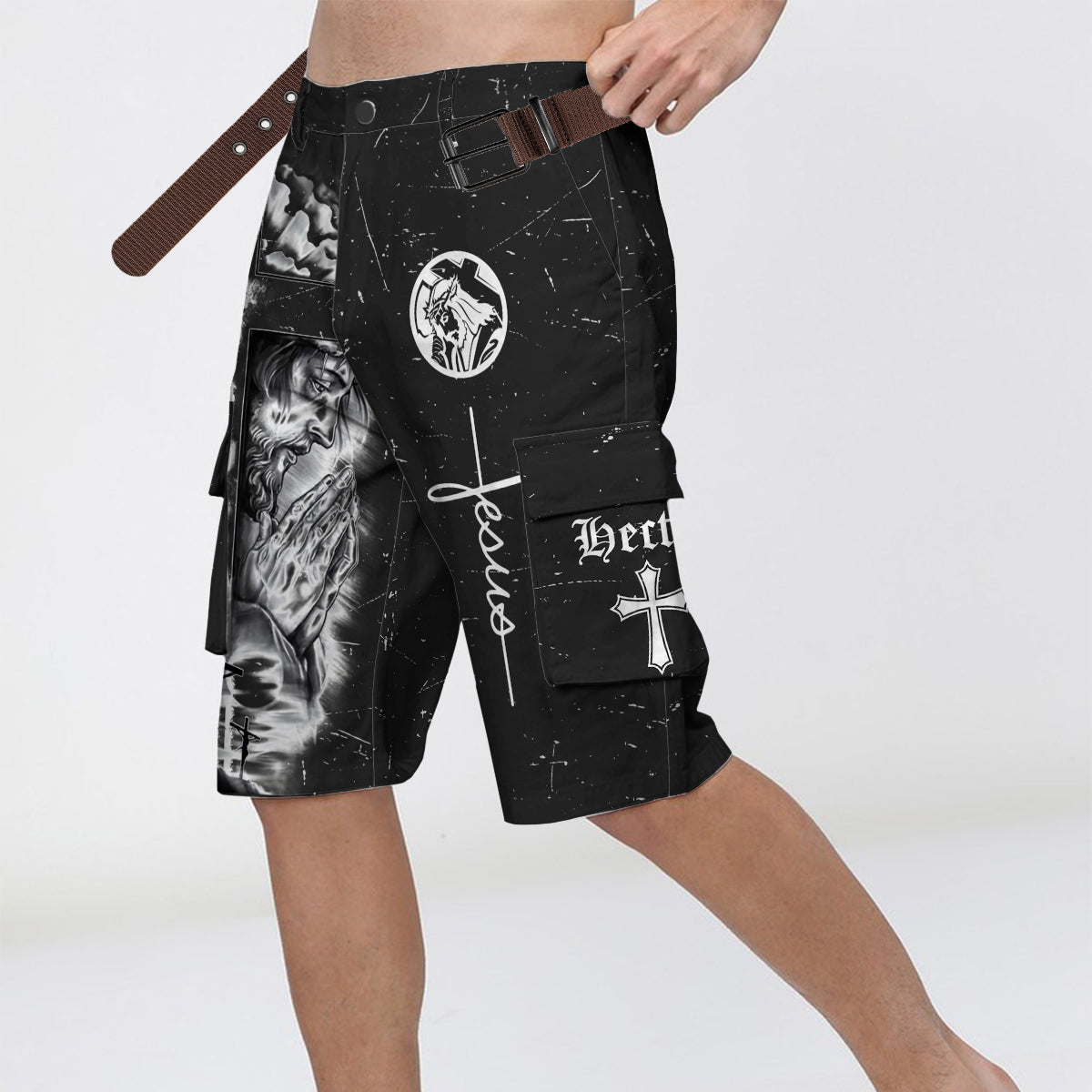 Love Jesus - Personalized Christian Cargo Shorts With Belt