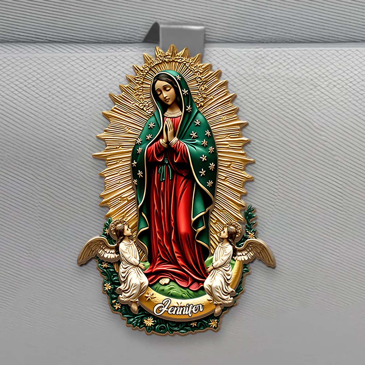 Our Lady Of Guadalupe - Personalized Christian Shaped Car Visor Clip