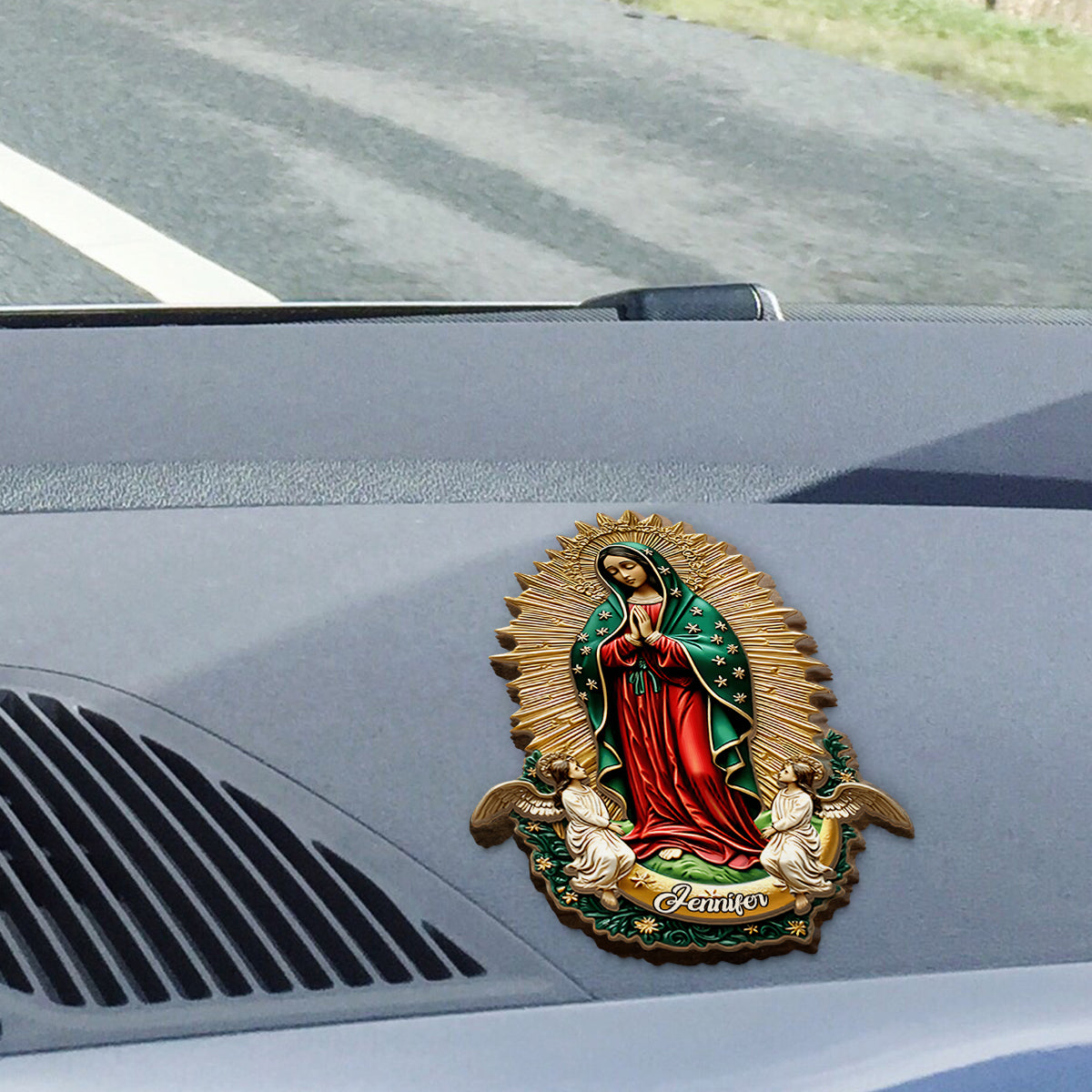 Our Lady Of Guadalupe - Personalized Christian Shaped Car Visor Clip