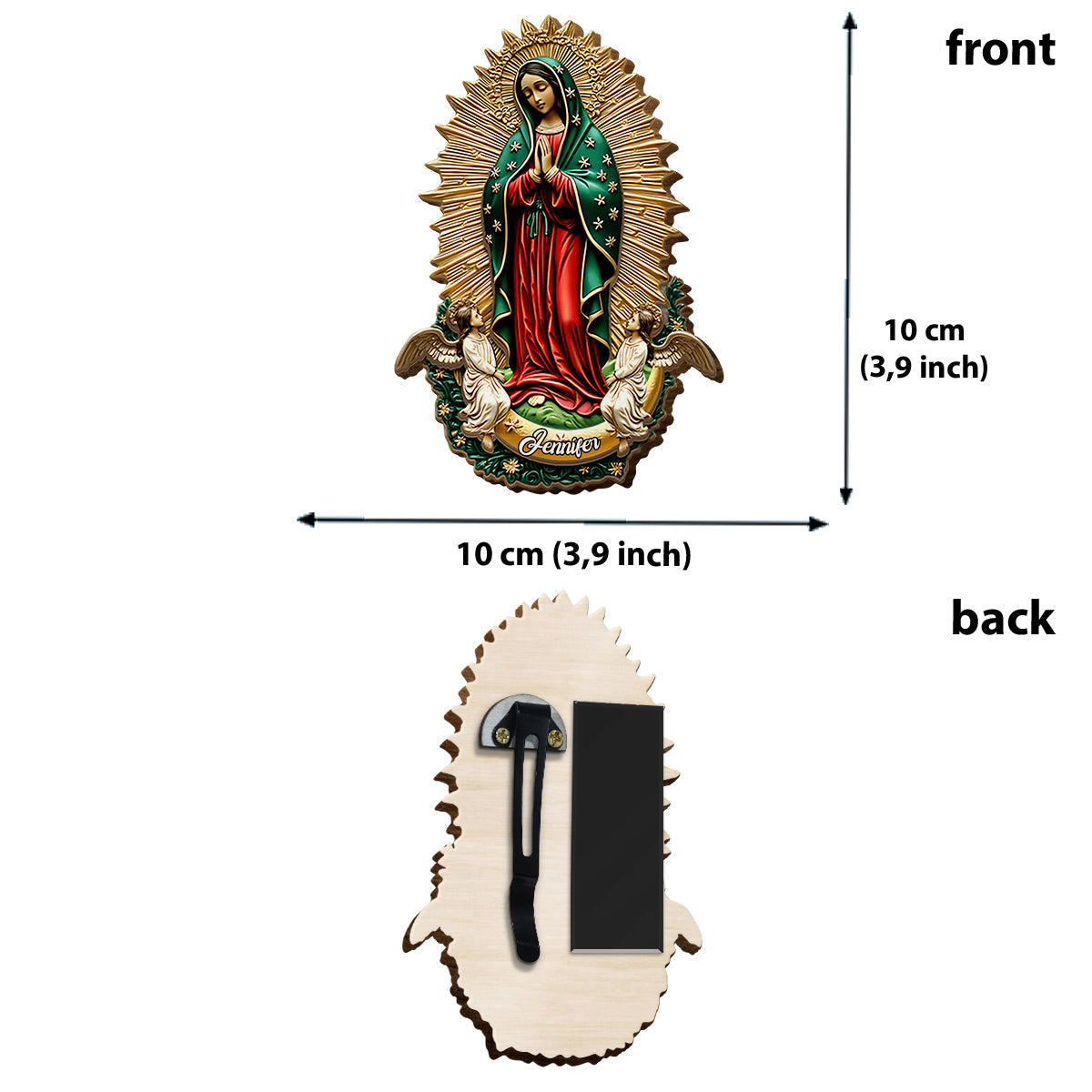 Our Lady Of Guadalupe - Personalized Christian Shaped Car Visor Clip