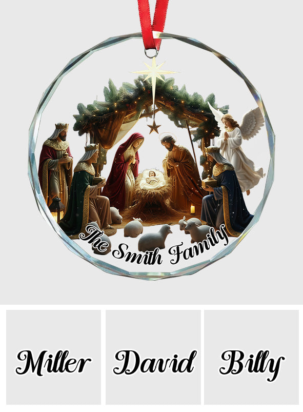 Christmas Nativity Glass Ornament - Hand-Painted Heirloom Collectible for Home Decor - Personalized Christian Round Shaped Glass Ornament