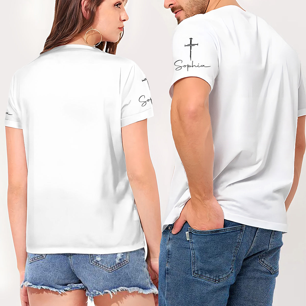 Jesus Has My Back - Personalized Christian Fully Printed V-Neck T-Shirt
