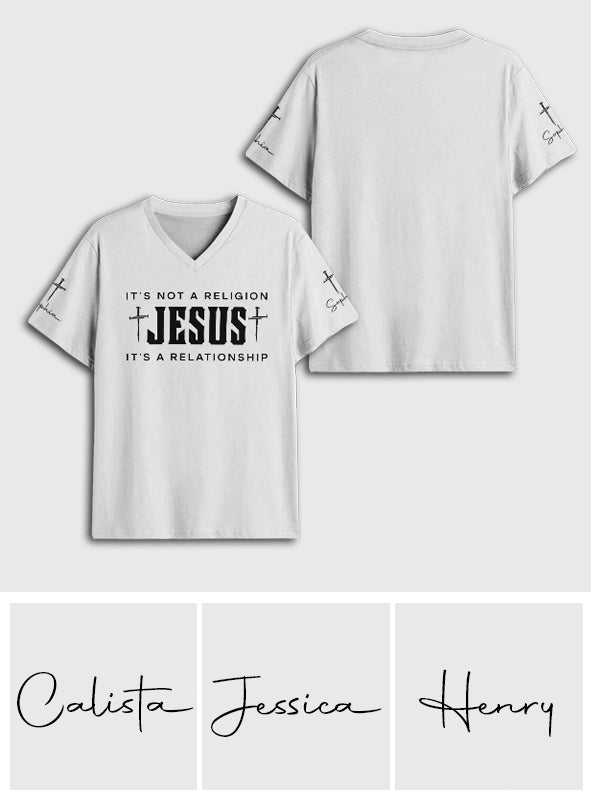 Jesus Has My Back - Personalized Christian Fully Printed V-Neck T-Shirt