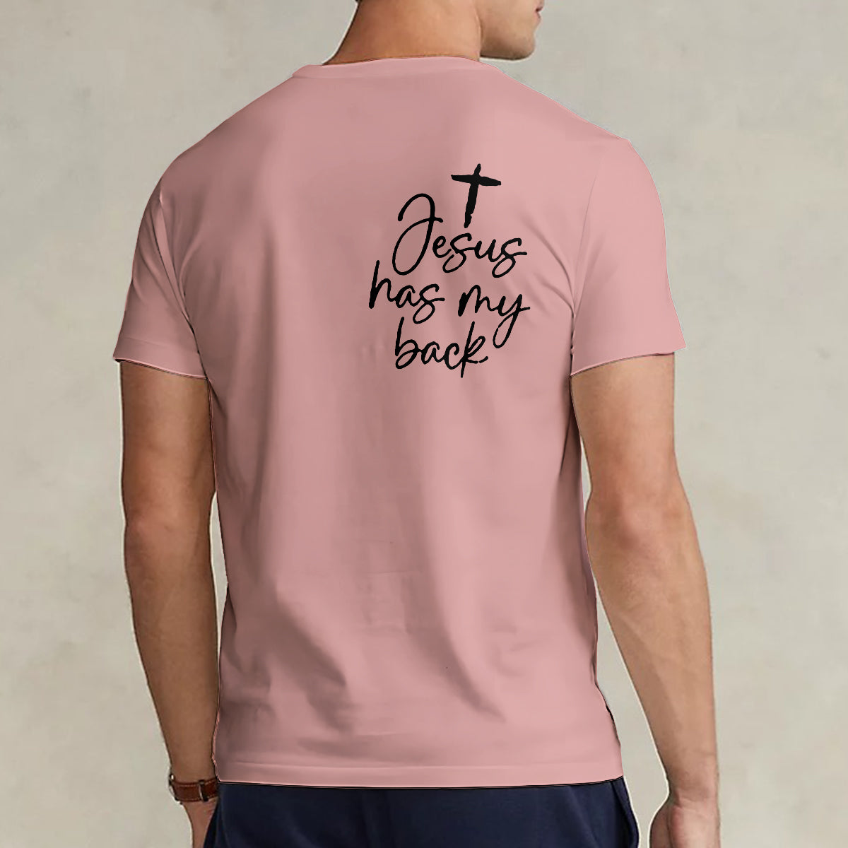 Jesus Has My Back - Personalized Christian Fully Printed V-Neck T-Shirt