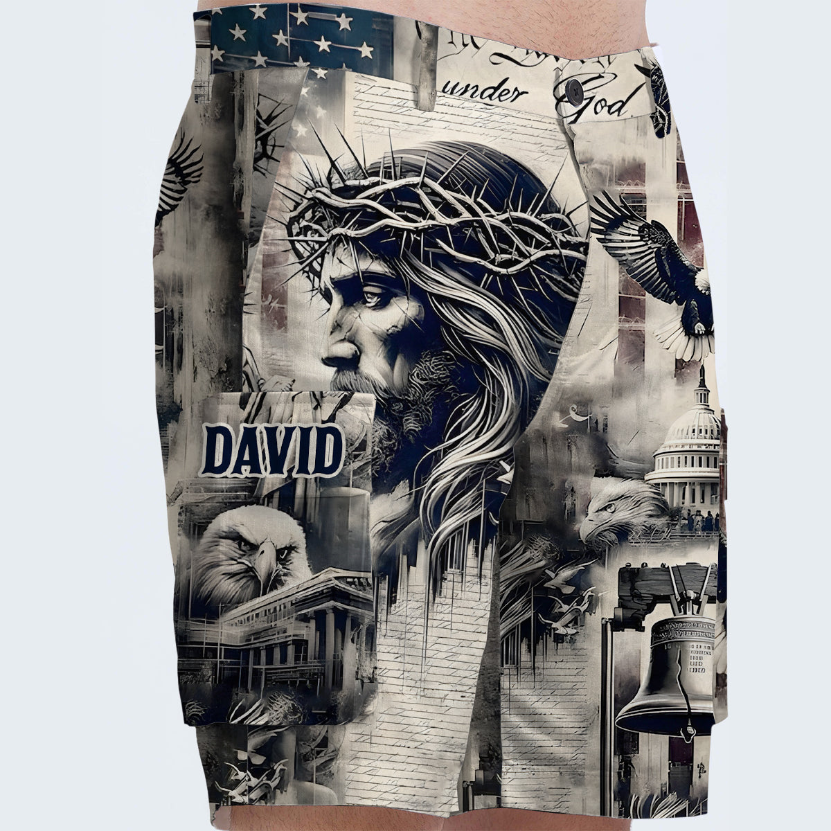 One Nation Under God - Personalized Christian Cargo Shorts With Belt