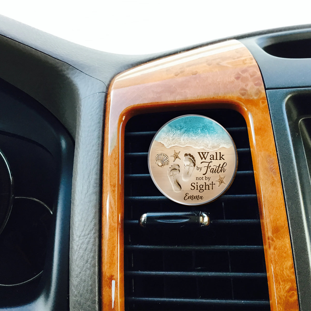 Walk By Faith Not By Sight - Personalized Christian Shaped Car Visor Clip